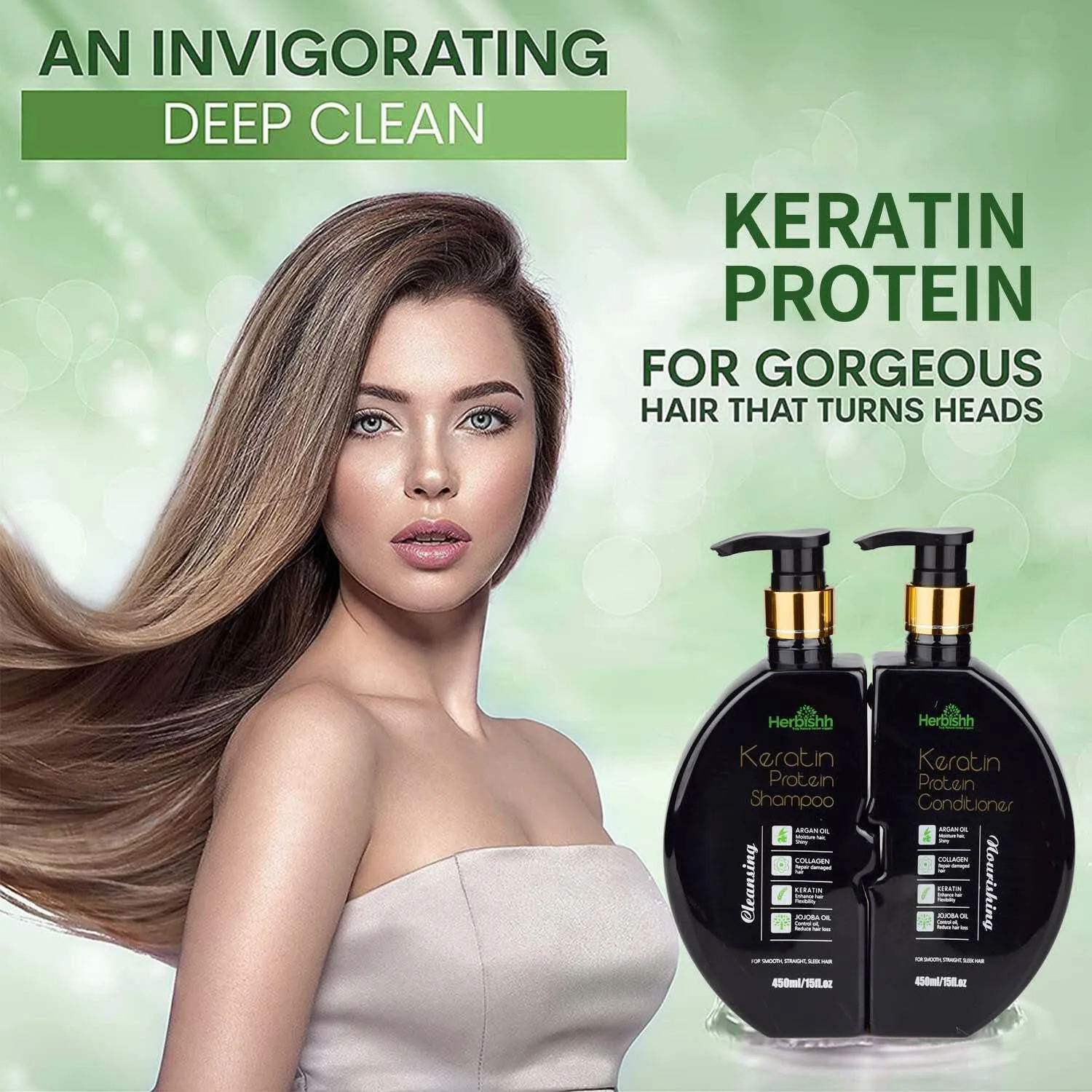 Keratin Shampoo & Conditioner Duo- Herbishh