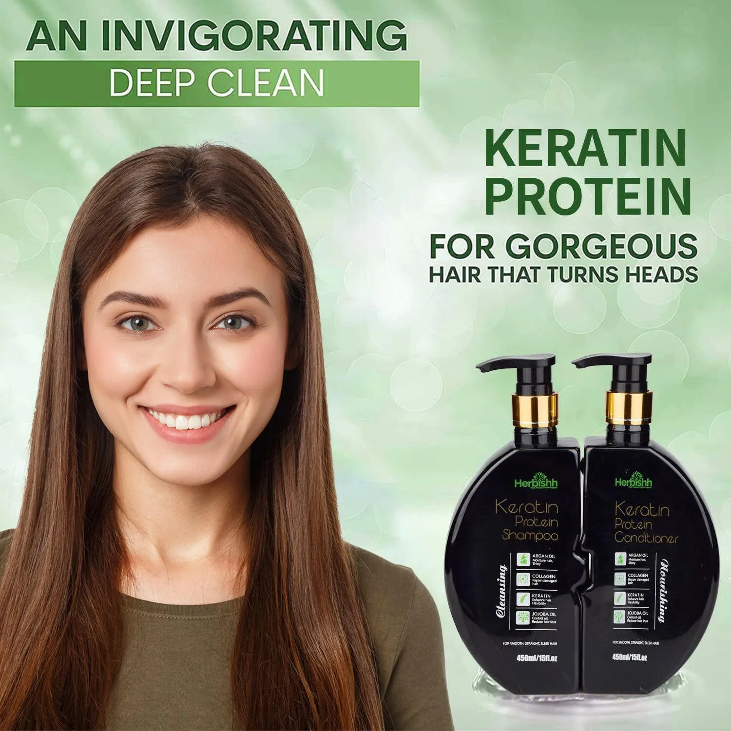 Keratin Shampoo & Conditioner Duo- Herbishh