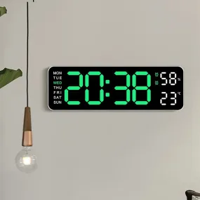 Large Digital Wall Clock with Temperature and Humidity Display