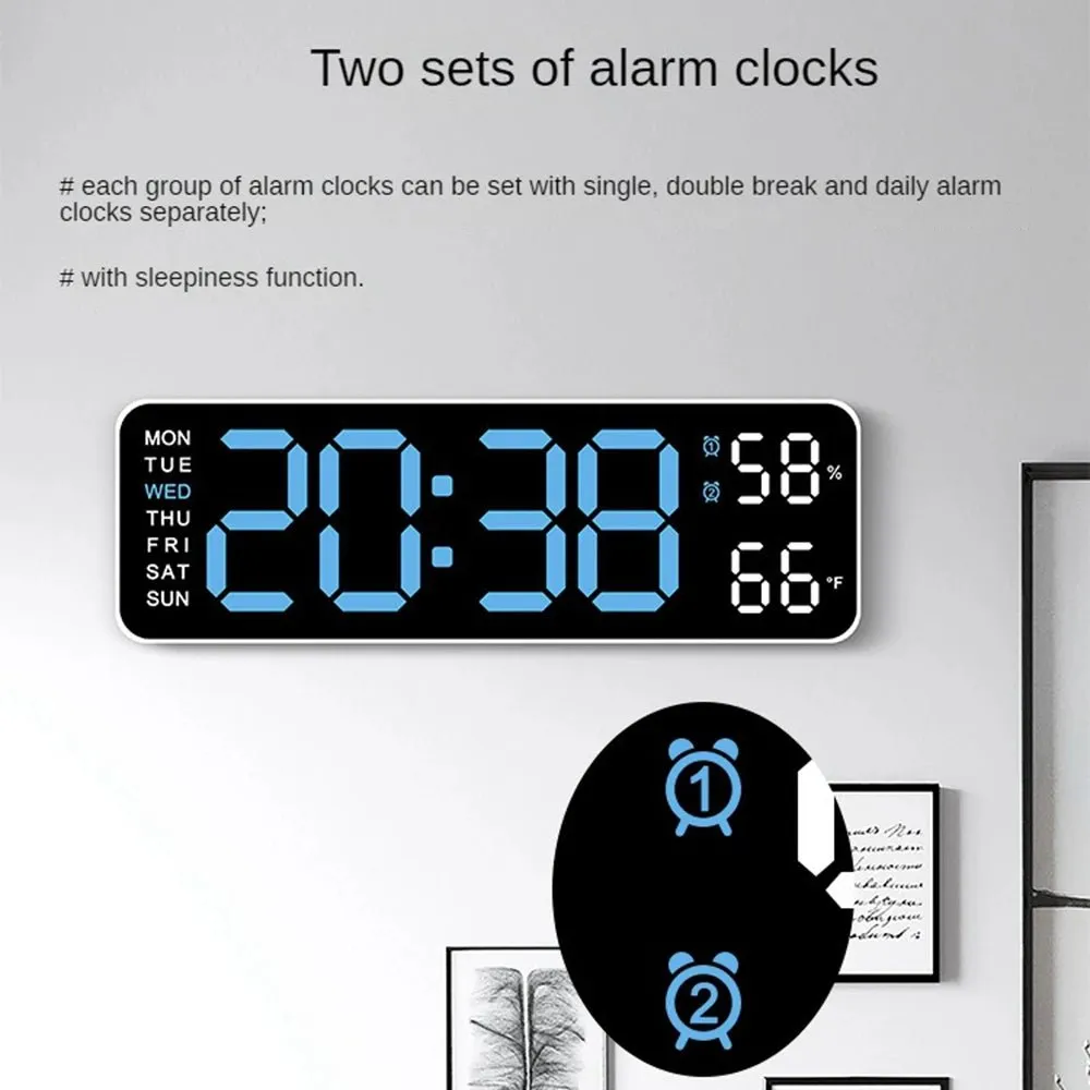 Large Digital Wall Clock with Temperature and Humidity Display