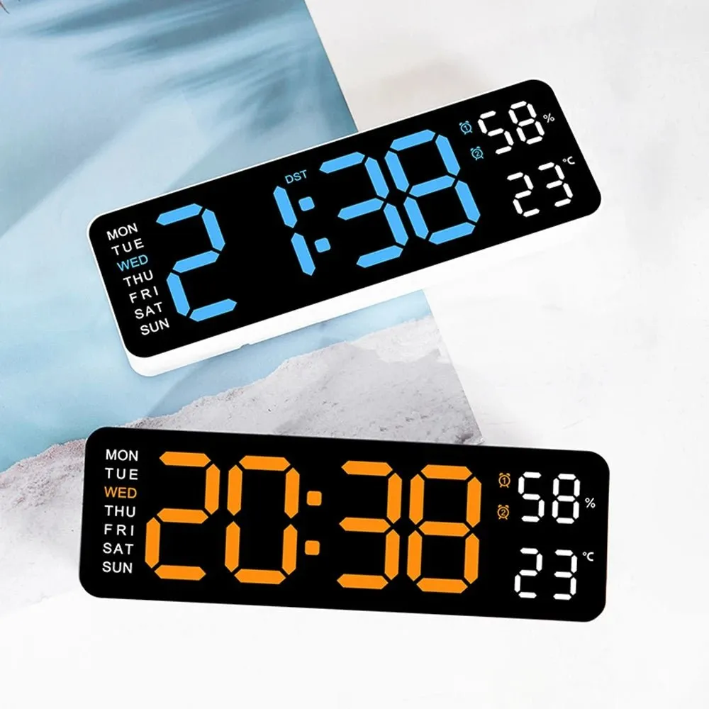 Large Digital Wall Clock with Temperature and Humidity Display