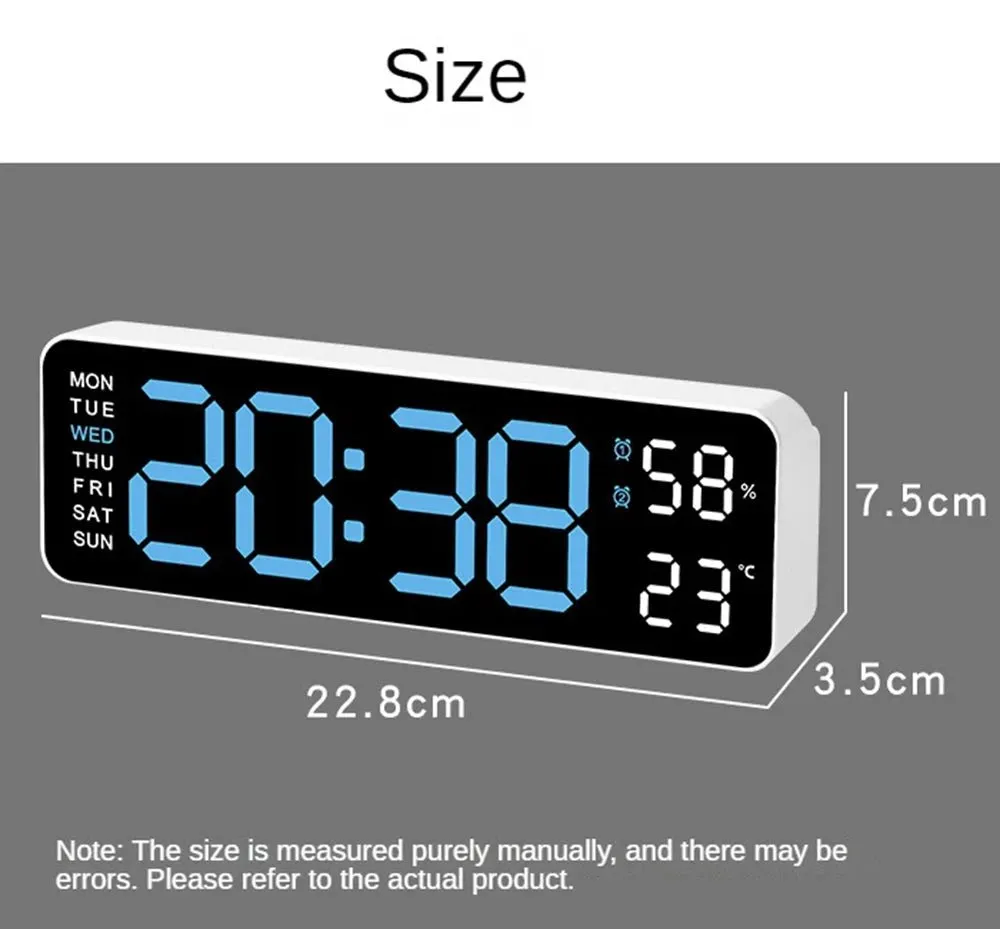 Large Digital Wall Clock with Temperature and Humidity Display