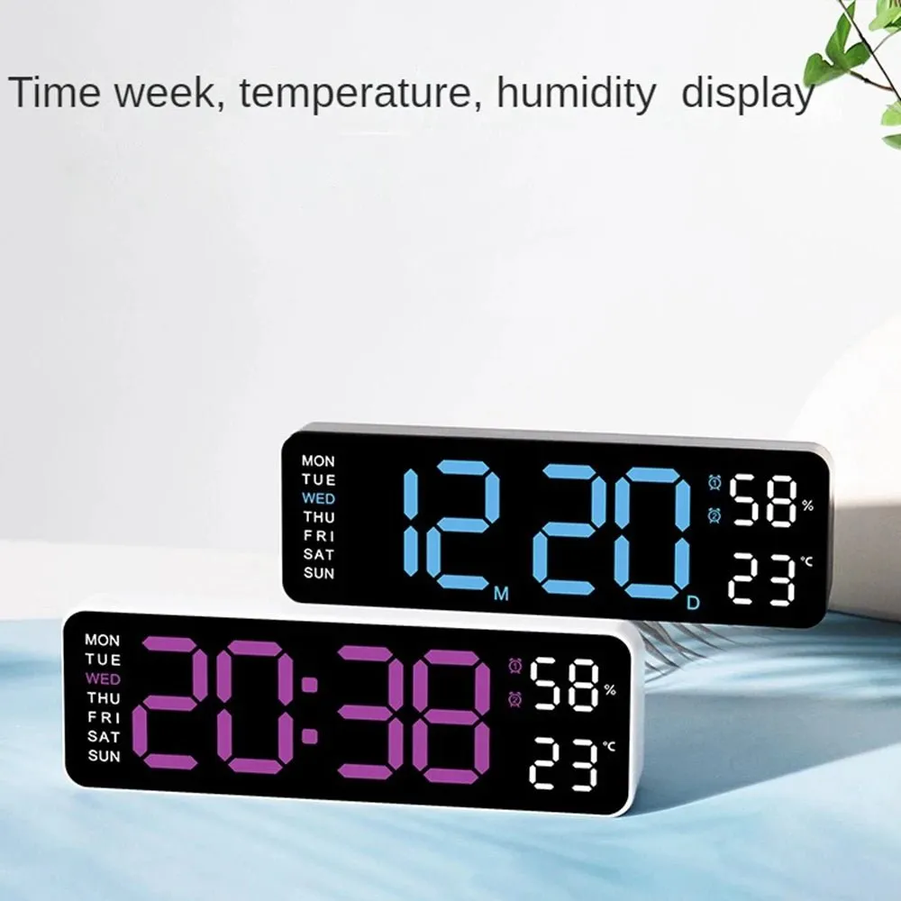 Large Digital Wall Clock with Temperature and Humidity Display