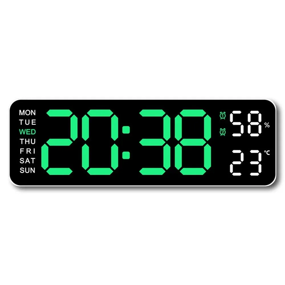 Large Digital Wall Clock with Temperature and Humidity Display