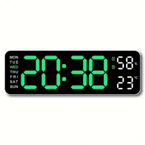 Led Digital Display Clock With Alarm/Time/Calendar/Temperature Humidity Si-109 Green