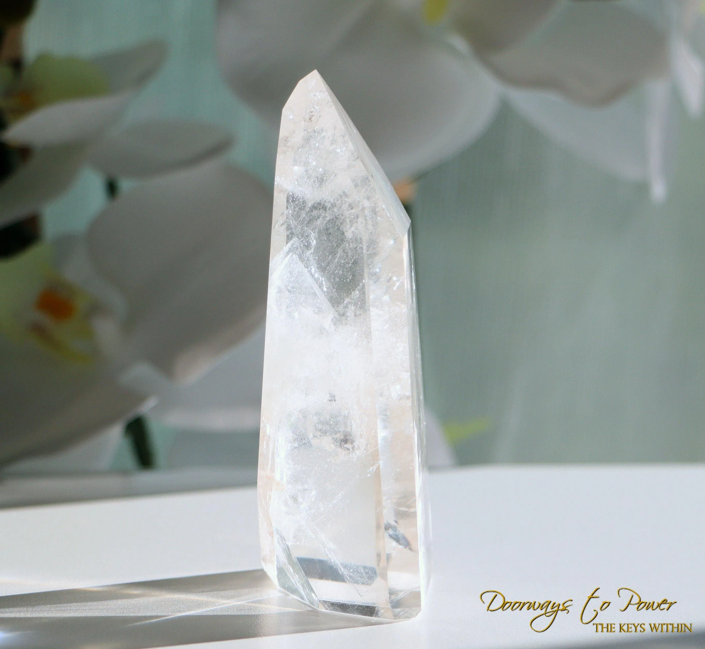 Lemurian White Phantom Quartz Crystal Point 'RE BIRTH'