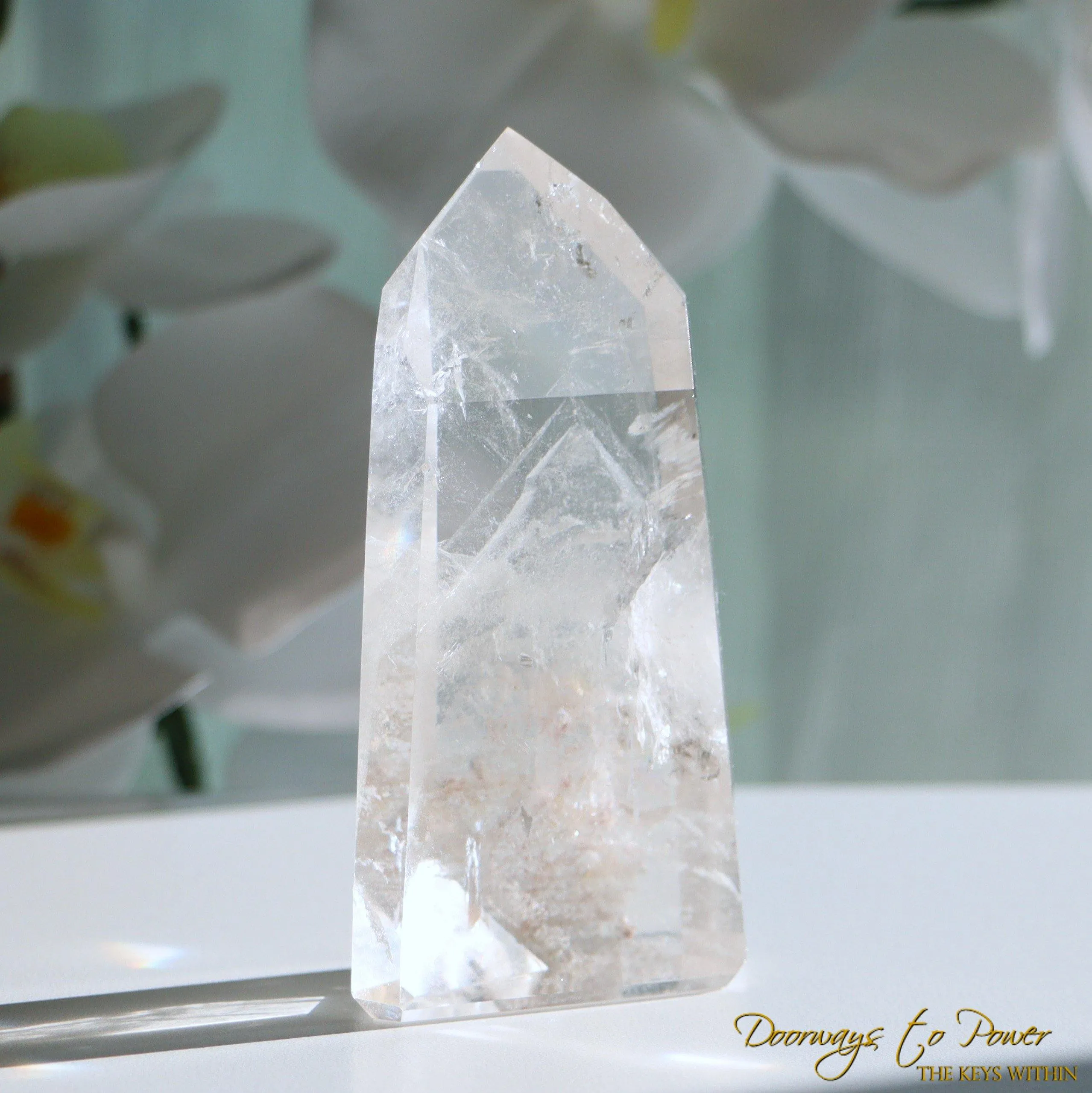 Lemurian White Phantom Quartz Crystal Point 'RE BIRTH'