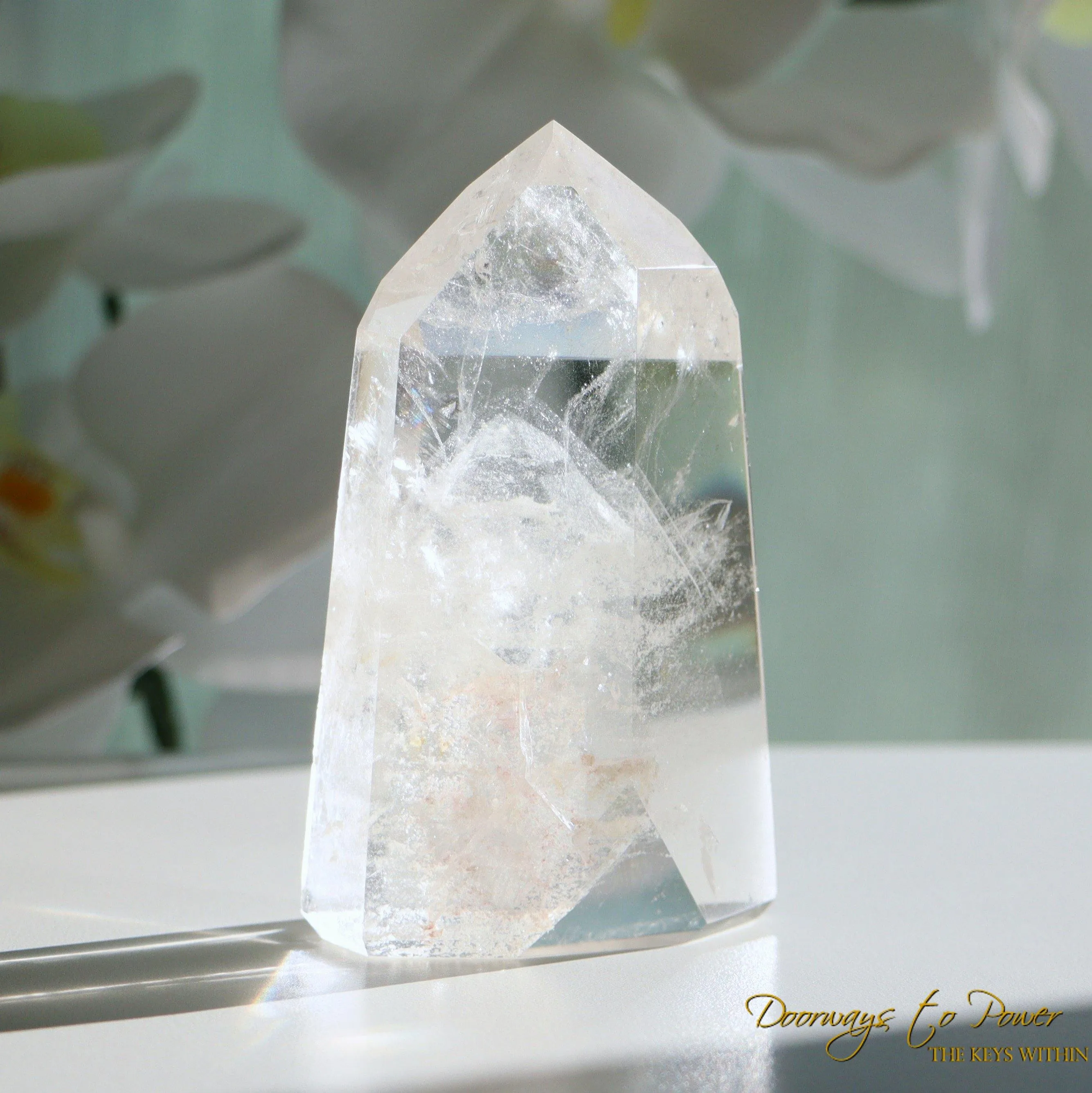 Lemurian White Phantom Quartz Crystal Point 'RE BIRTH'