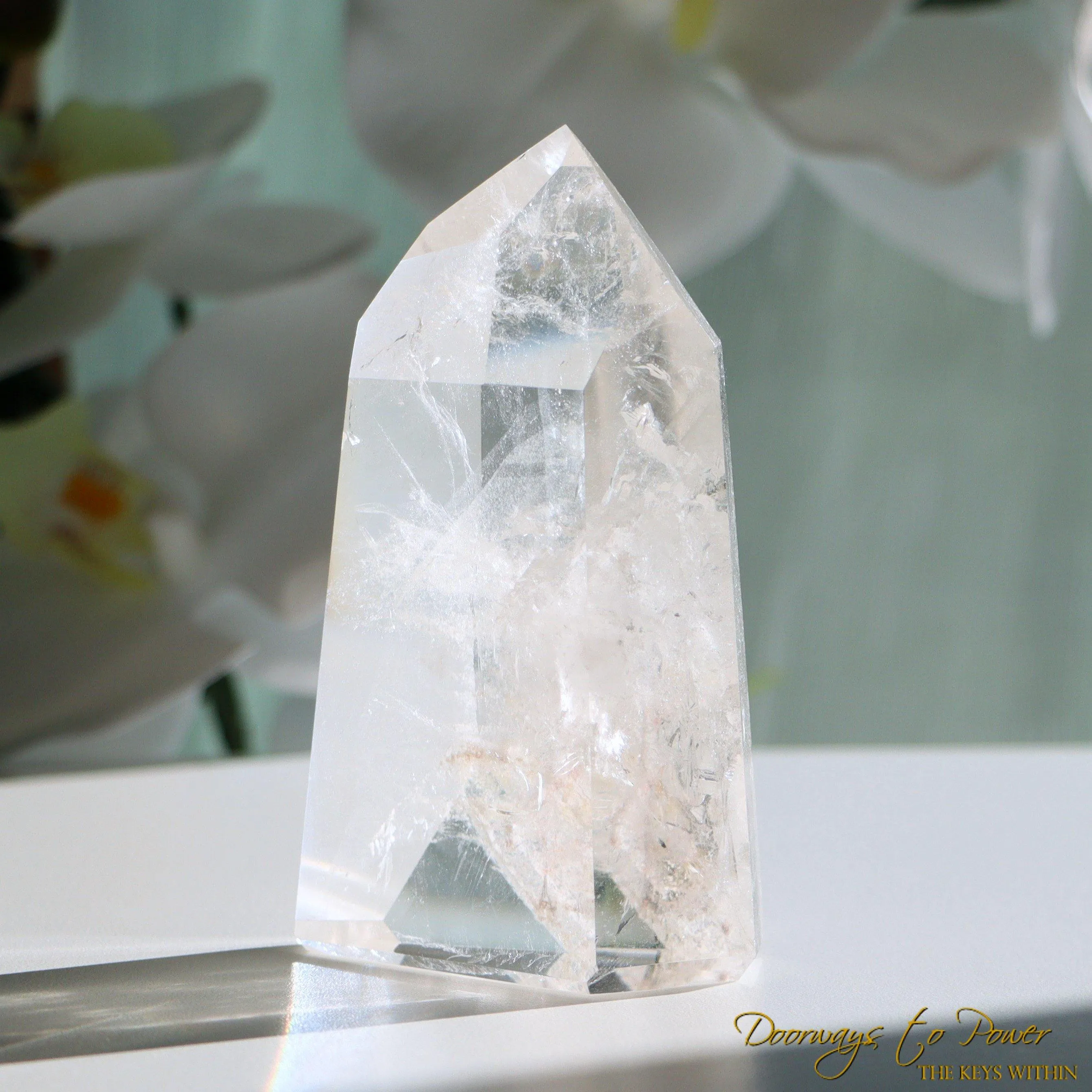 Lemurian White Phantom Quartz Crystal Point 'RE BIRTH'
