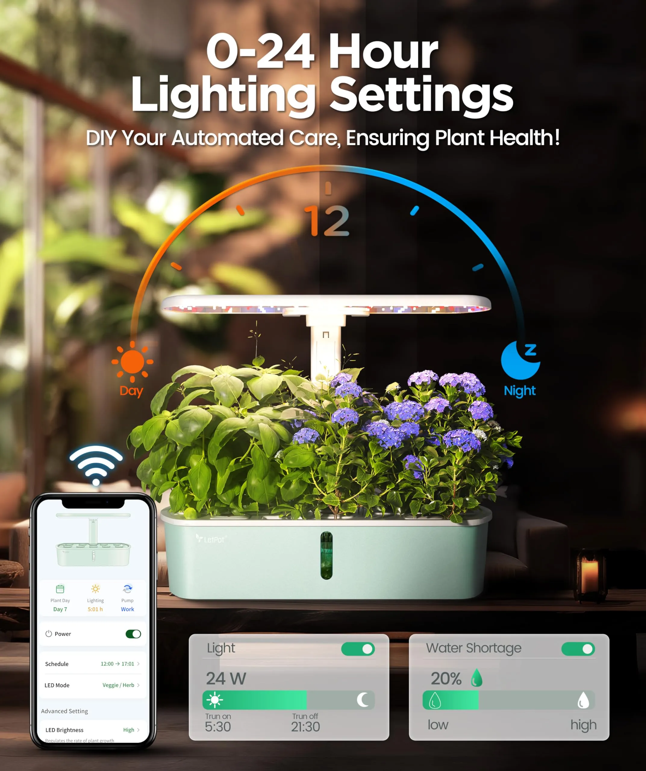 LETPOT LPH-Air Hydroponics Growing System Kits, APP & WiFi Controlled Smart Indoor Garden with 24W Grow Light Full Spectrum, 10 Pods Planter Indoor Gardening for Gifts, Kitchen, Vegetable