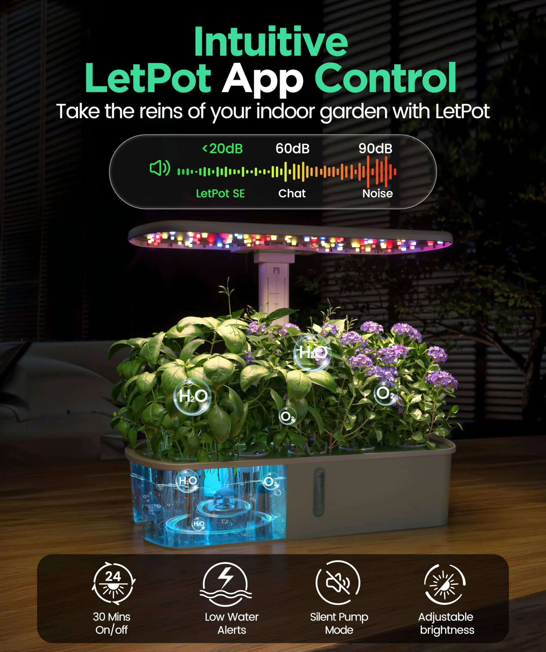 LETPOT LPH-Air Hydroponics Growing System Kits, APP & WiFi Controlled Smart Indoor Garden with 24W Grow Light Full Spectrum, 10 Pods Planter Indoor Gardening for Gifts, Kitchen, Vegetable
