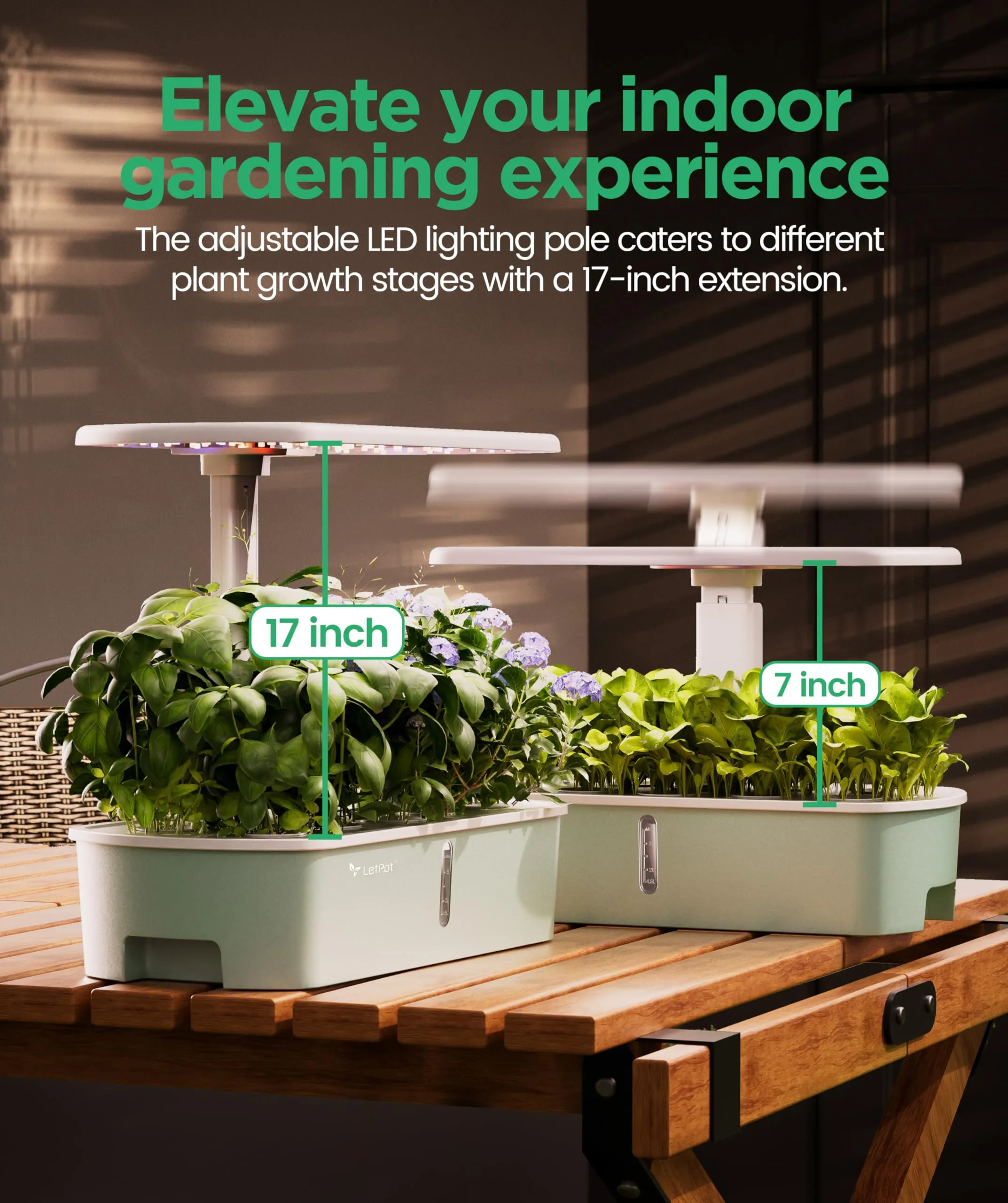LETPOT LPH-Air Hydroponics Growing System Kits, APP & WiFi Controlled Smart Indoor Garden with 24W Grow Light Full Spectrum, 10 Pods Planter Indoor Gardening for Gifts, Kitchen, Vegetable