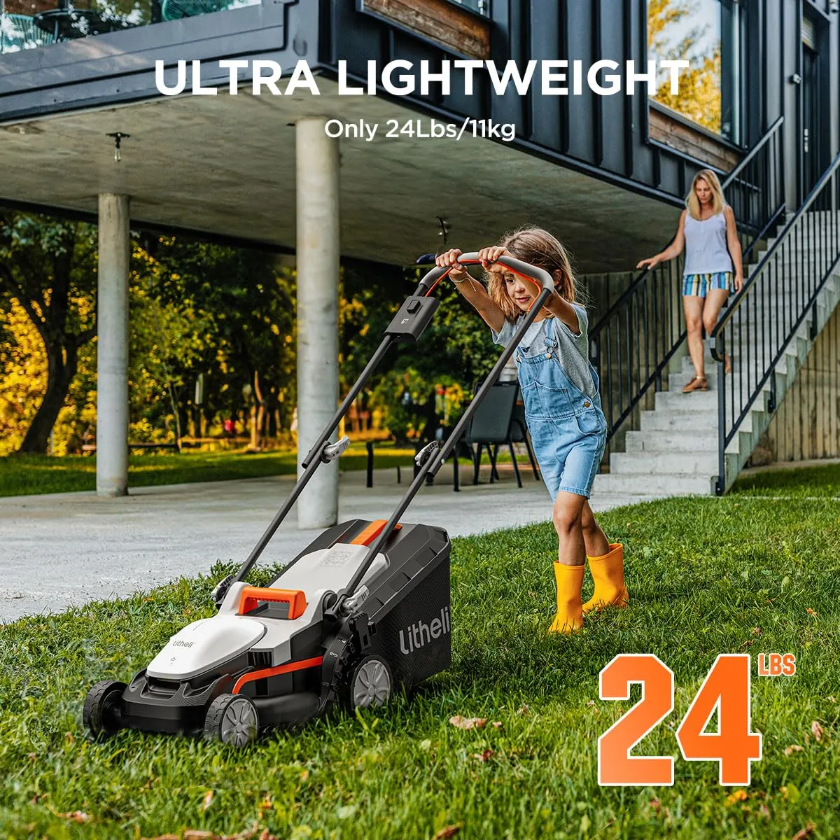 Litheli Cordless Lawn Mower 13 Inch, U20 Handy  20V Electric Lawn Mowers for Garden, Yard and Farm, 5 Heights Adjustment, Light Weight,4.0Ah Portable Battery Included