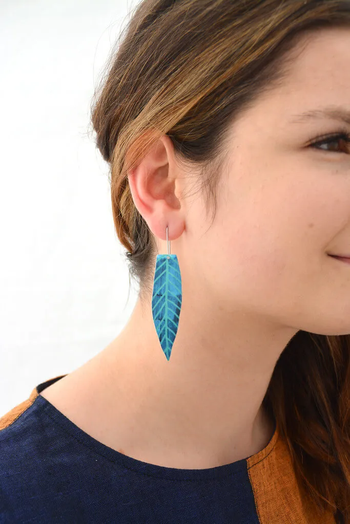 Mabel's Garden - Blue gum leaf - Birds Nests For Hair - shepherds hook earrings