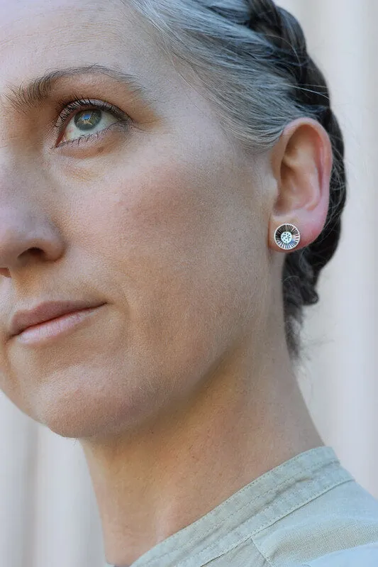 Mabel's Garden - Blush flower - Birds Nests For Hair - domed circle stud earrings