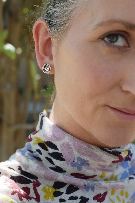 Mabel's Garden - Blush flower - Birds Nests For Hair - domed circle stud earrings