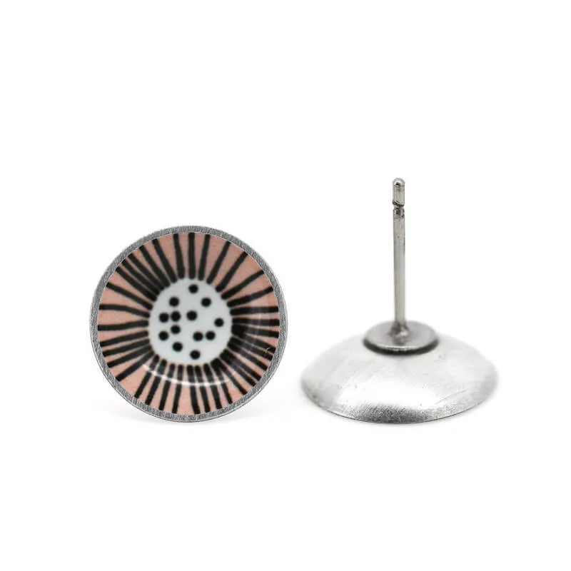 Mabel's Garden - Blush flower - Birds Nests For Hair - domed circle stud earrings