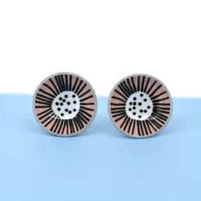 Mabel's Garden - Blush flower - Birds Nests For Hair - domed circle stud earrings