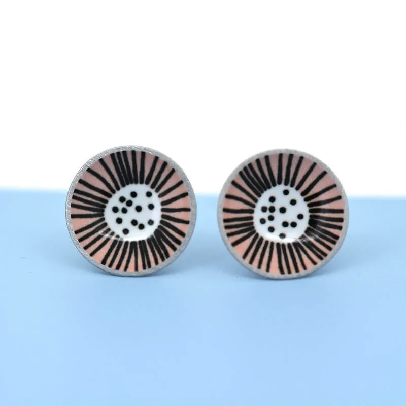 Mabel's Garden - Blush flower - Birds Nests For Hair - domed circle stud earrings