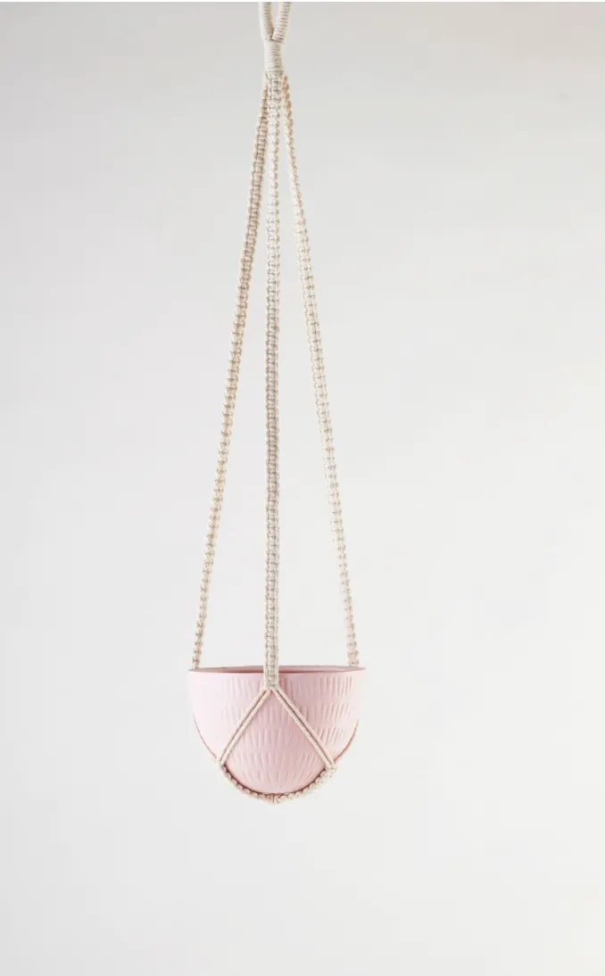 Macrame Hanging Planter⎮Pink