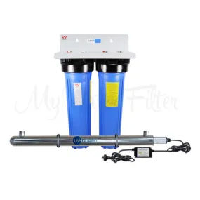 MWF 20" x 4.5" Twin Big Blue Whole House Rain Water Tank Filter System Complete with Ultraviolet Light