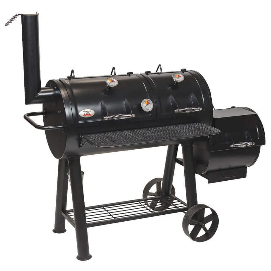 Offset Smoker BBQ - Flaming Coals