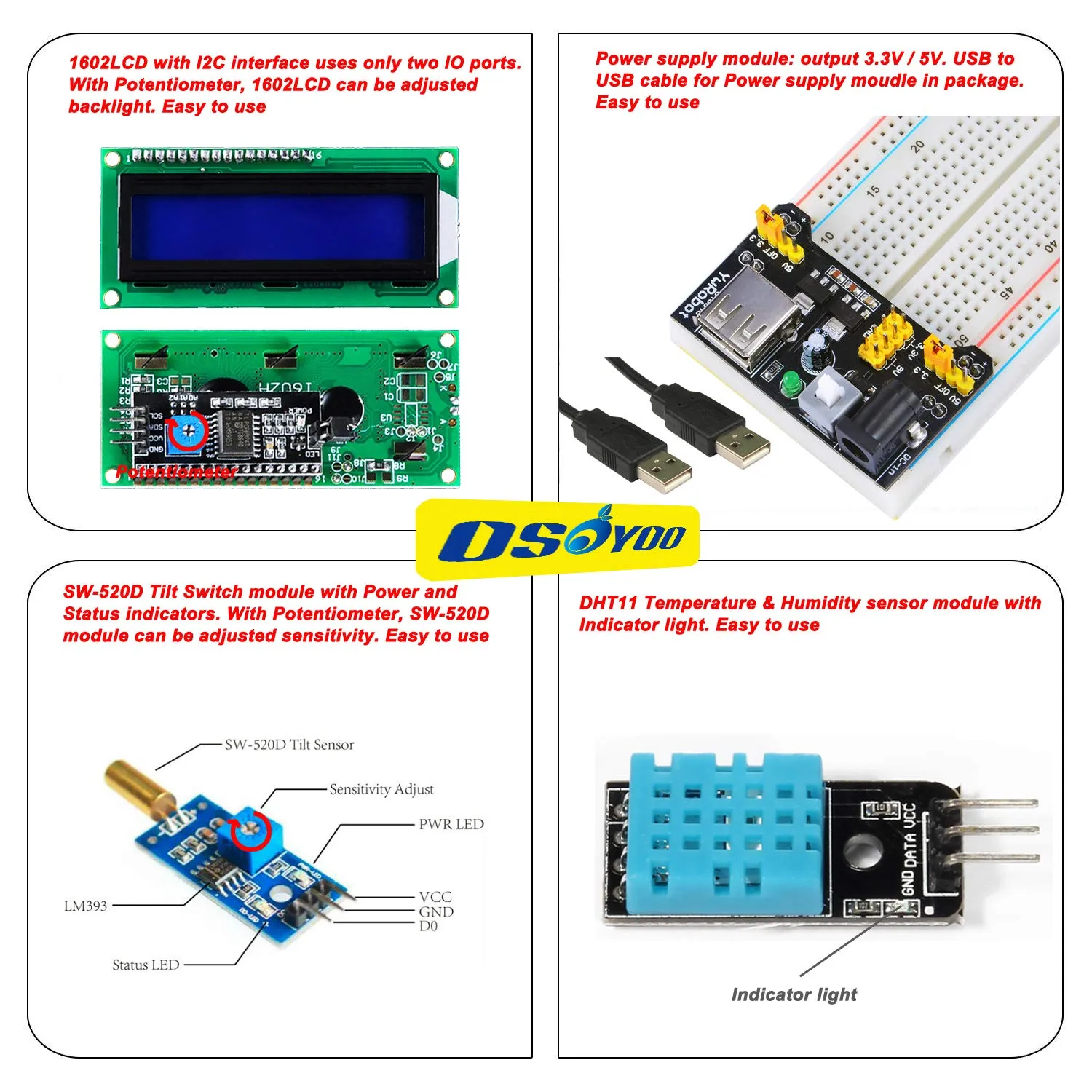 OSOYOO Starter Programming Learning Kit for Raspberry Pi