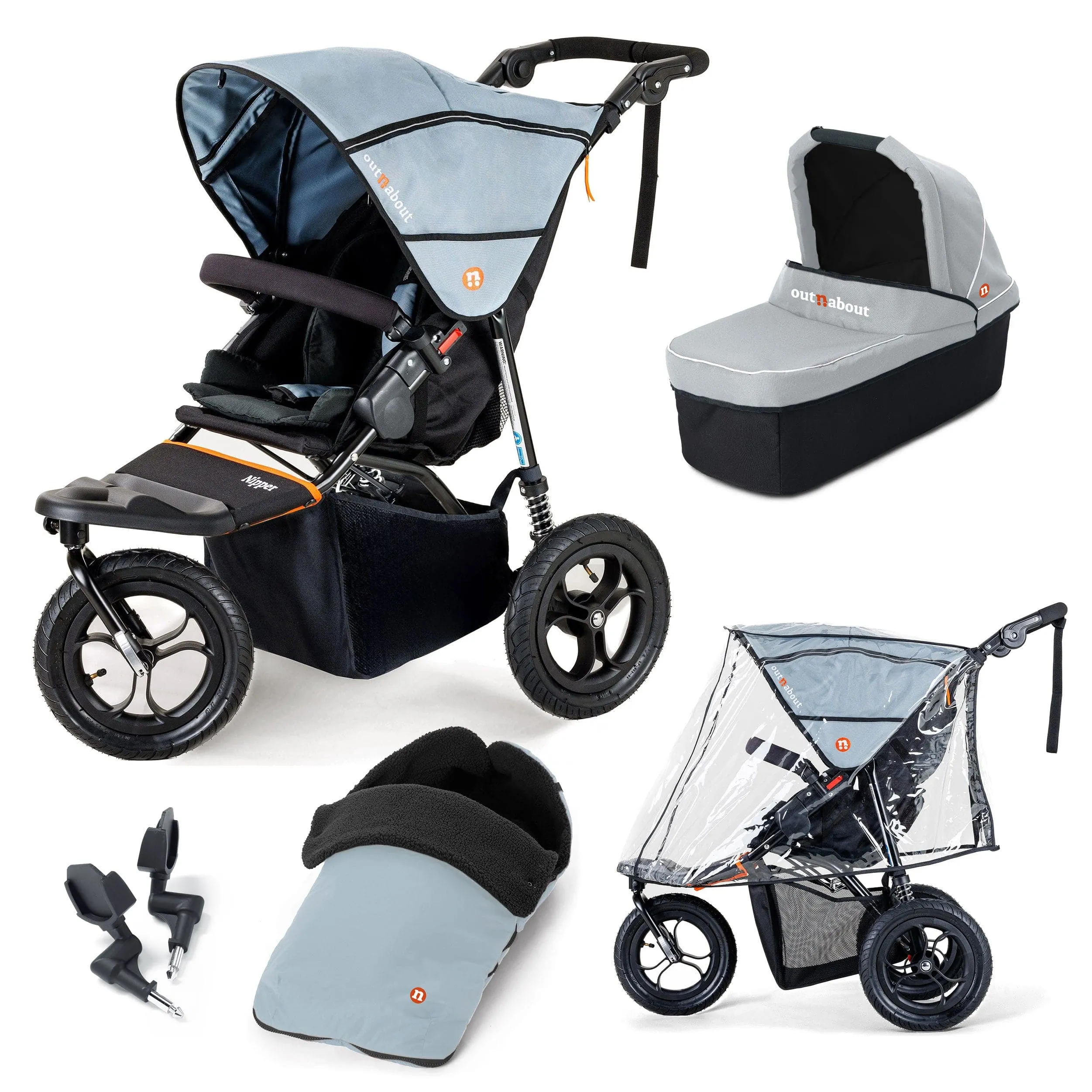 Out n About Nipper Single Essentials Bundle in Rock Salt Grey