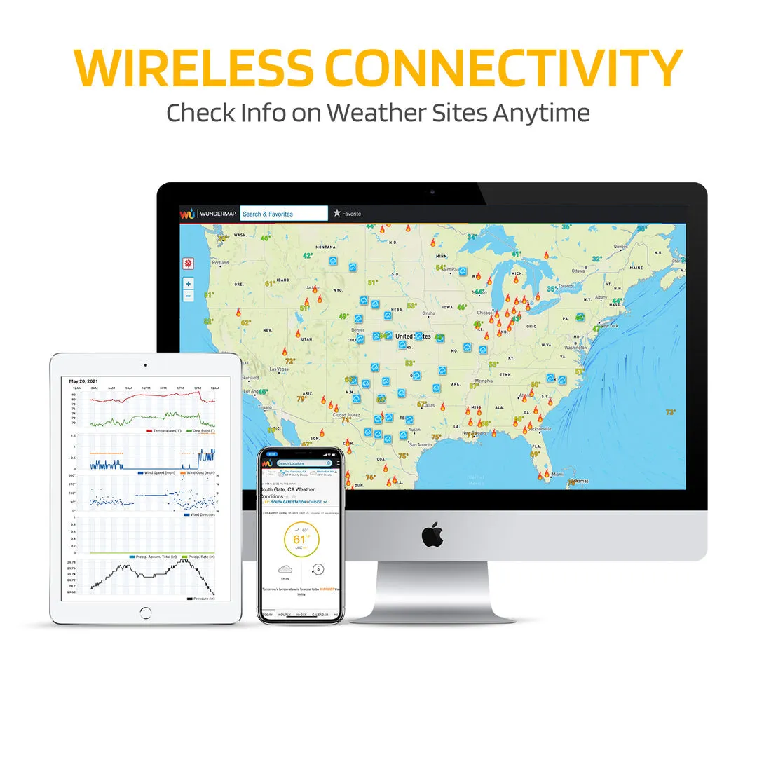 Raddy WF-100C Lite Weather Stations | Wireless | Temperature | Barometric Pressure | Humidity | Wind Rain Gauge