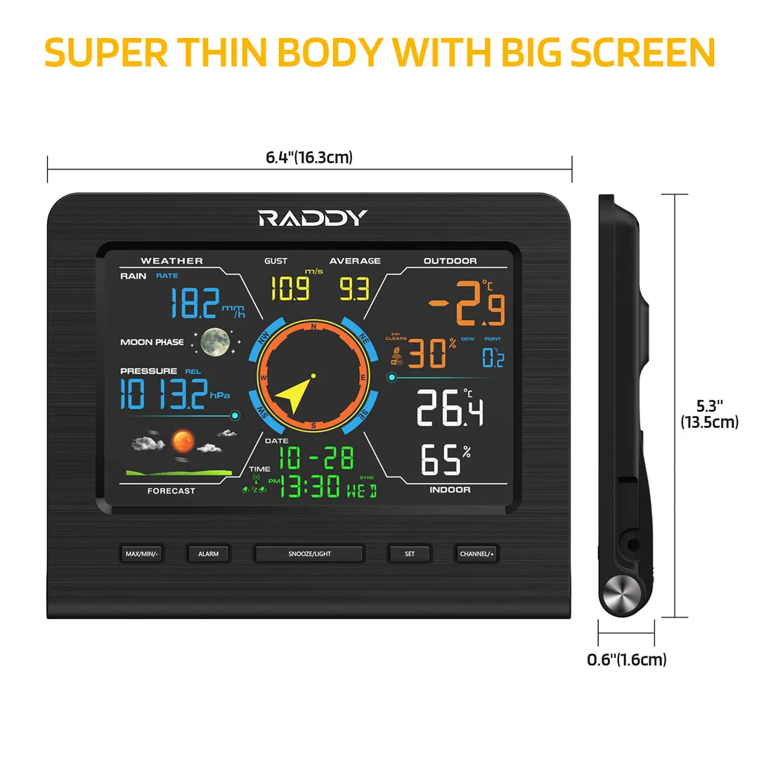 Raddy WF-100C Lite Weather Stations | Wireless | Temperature | Barometric Pressure | Humidity | Wind Rain Gauge