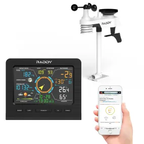 Raddy WF-100C Lite Weather Stations | Wireless | Temperature | Barometric Pressure | Humidity | Wind Rain Gauge