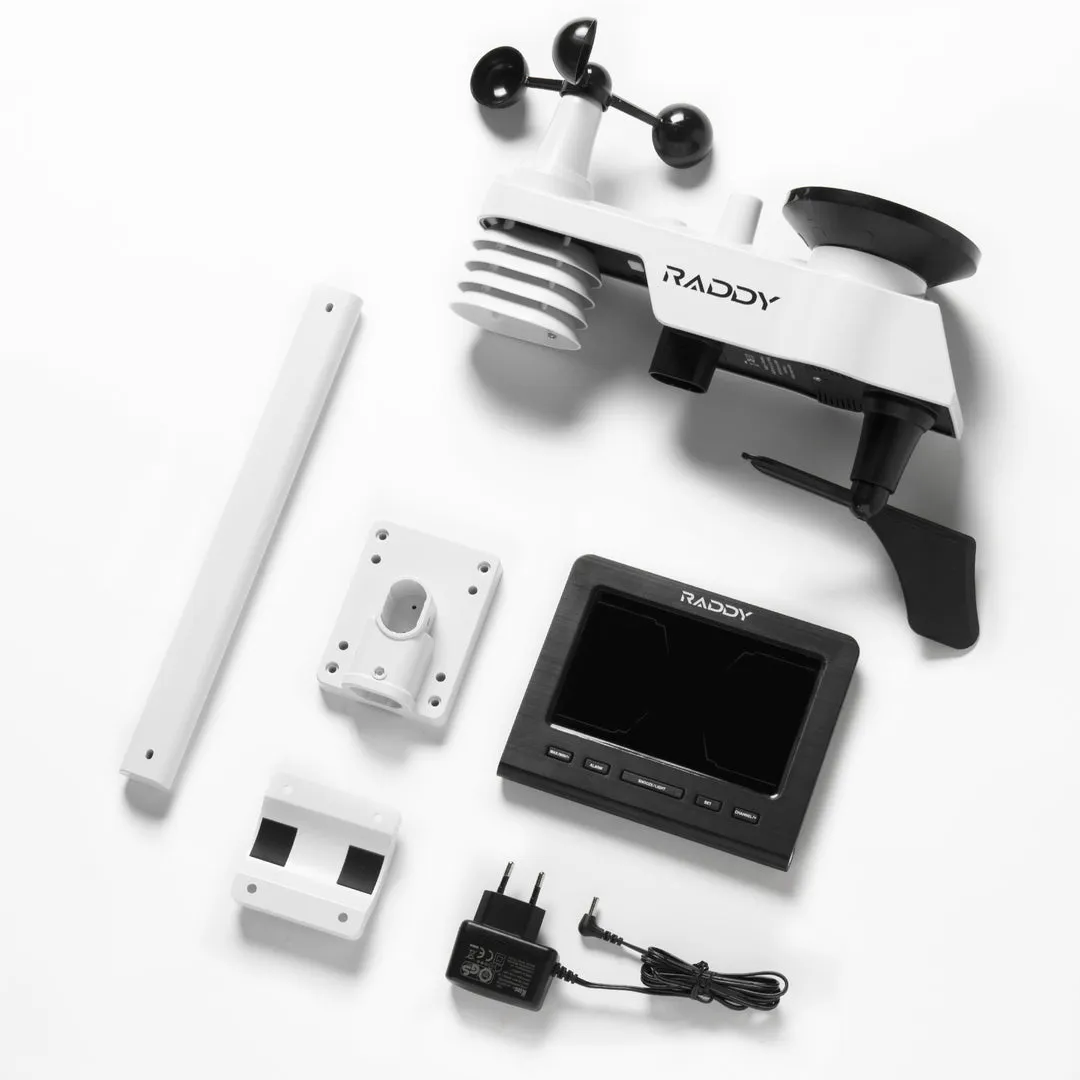 Raddy WF-100C Lite Weather Stations | Wireless | Temperature | Barometric Pressure | Humidity | Wind Rain Gauge
