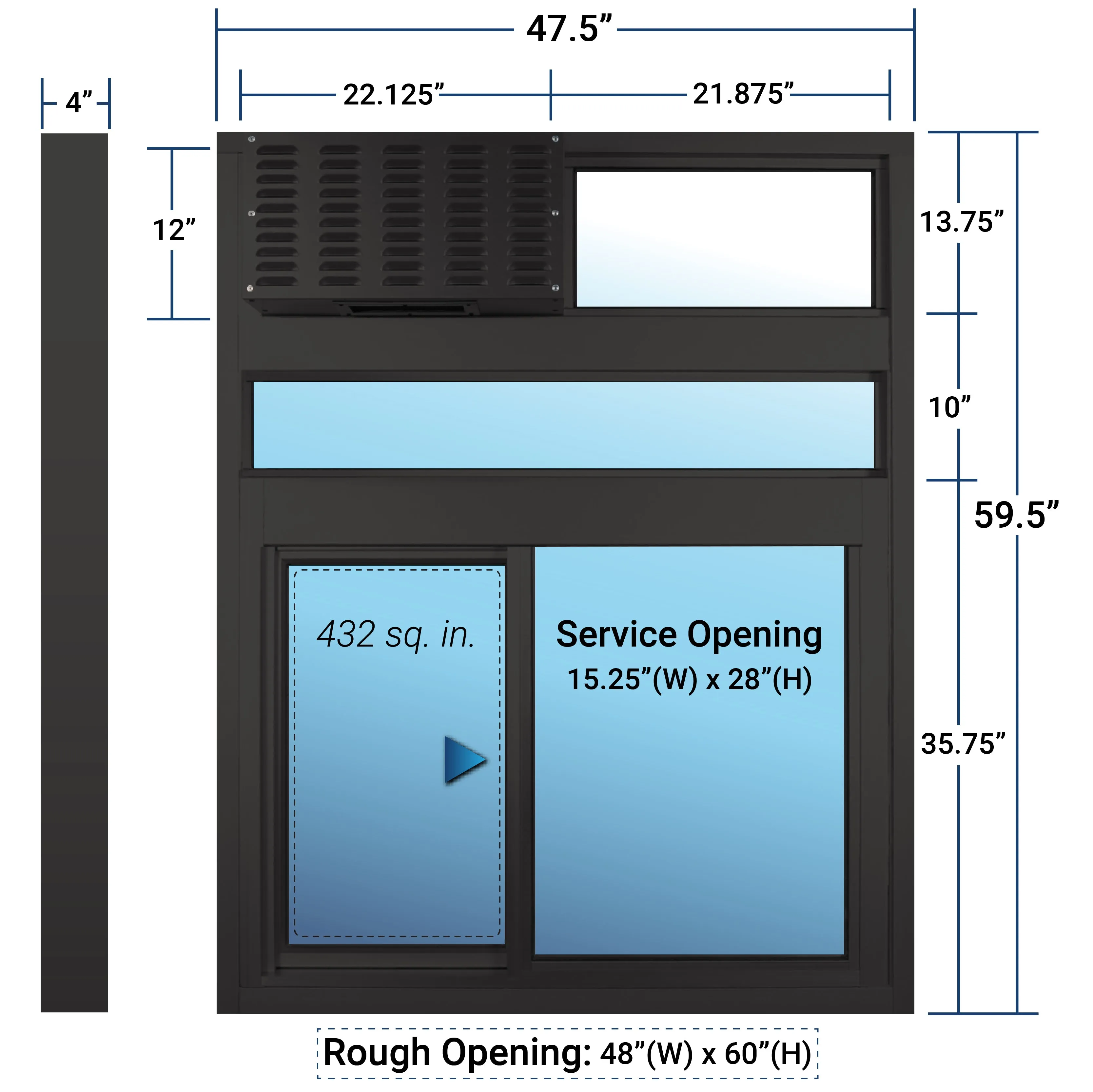 ReadyAccess 600 West Coast Window Package for California Retail Food Code | 47.5" W x 59.5" H