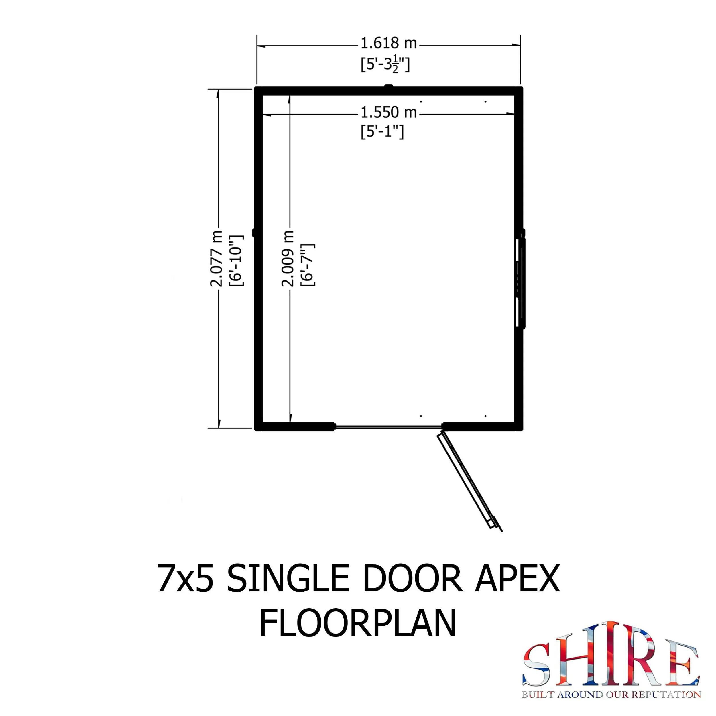 Shire Evan 5' 3" x 6' 8" Apex Shed - Premium Dip Treated Shiplap