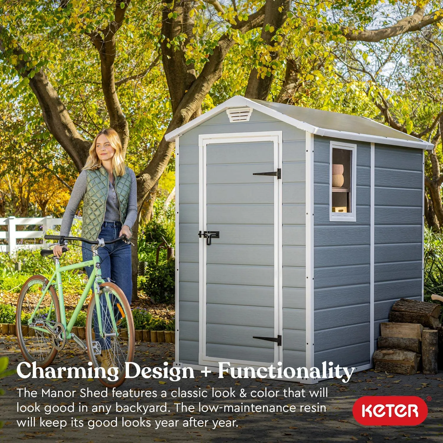 SPIG9 Keter Manor Outdoor Shed 130 x 192 x 198 cms grey