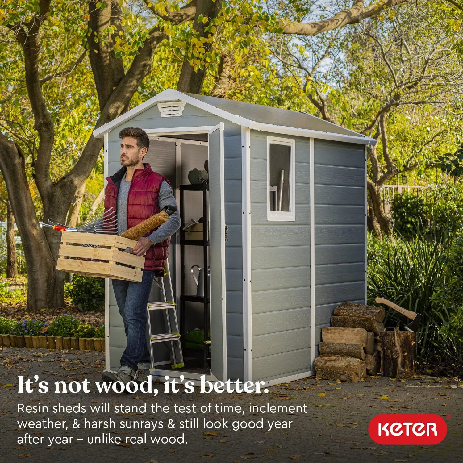 SPIG9 Keter Manor Outdoor Shed 130 x 192 x 198 cms grey