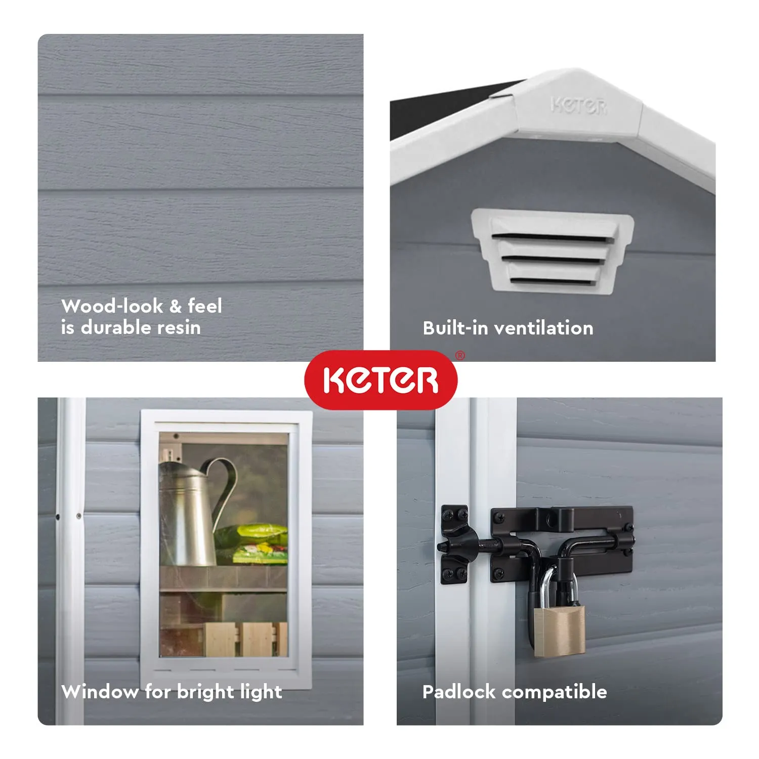 SPIG9 Keter Manor Outdoor Shed 130 x 192 x 198 cms grey