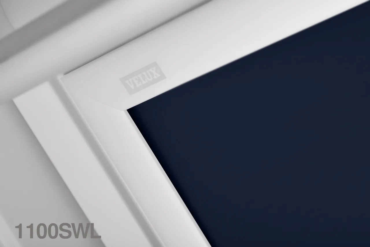 VELUX DML Electric Blackout Roller Blind (White Trim)
