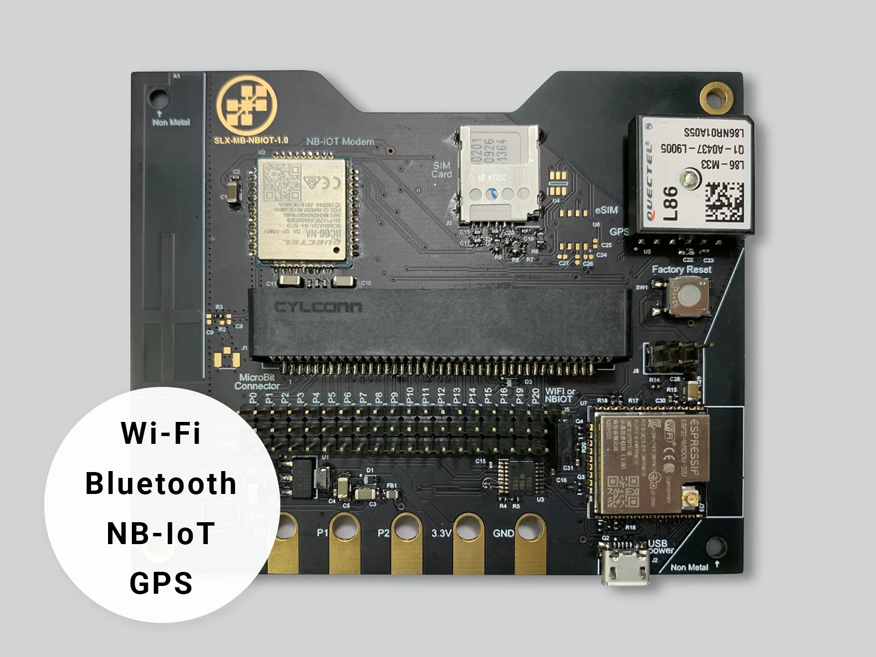 Wappsto:bit NB  IoT shield for Micro:bit (BLE, WiFi, NB-IoT, GPS)